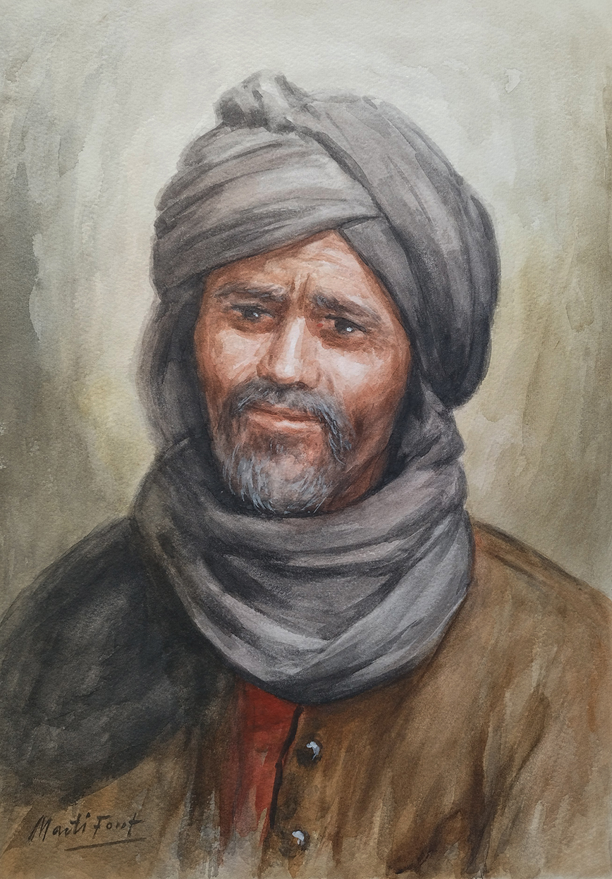 Pintor Martí font: Cabeza árabe turbante